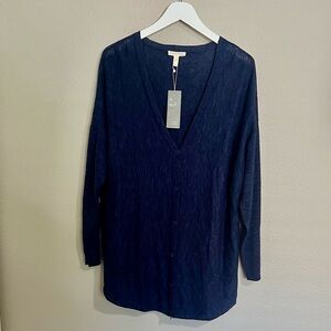 NWT Eileen Fisher Navy Blue Cardigan